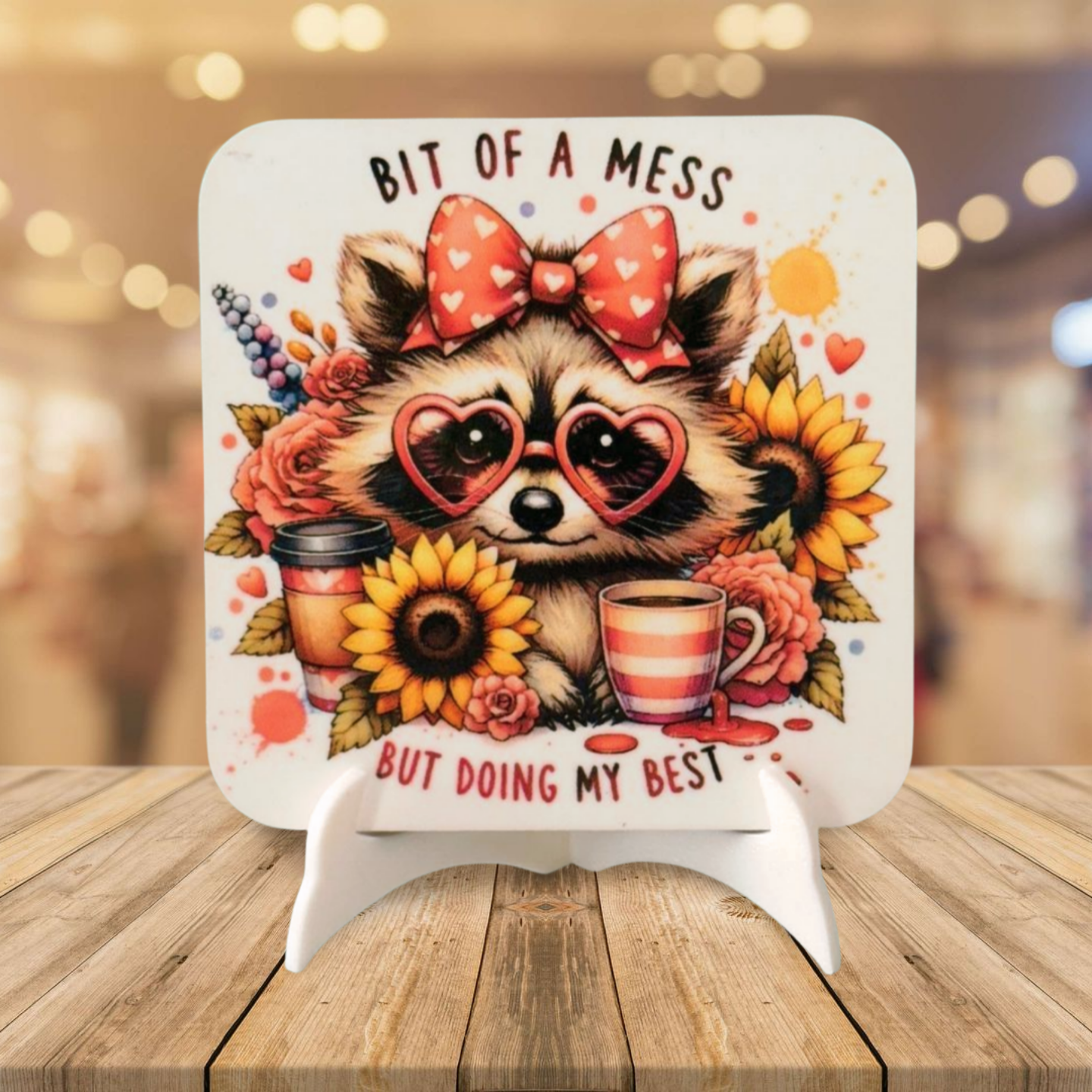 Bit of a mess raccoon magnet 3 X 3